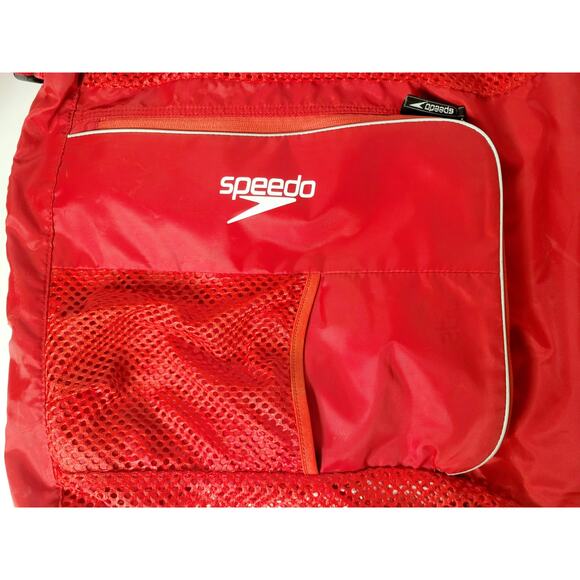 Speedo Red Mesh Drawstring Backpack Swim Bag - Picture 2 of 3